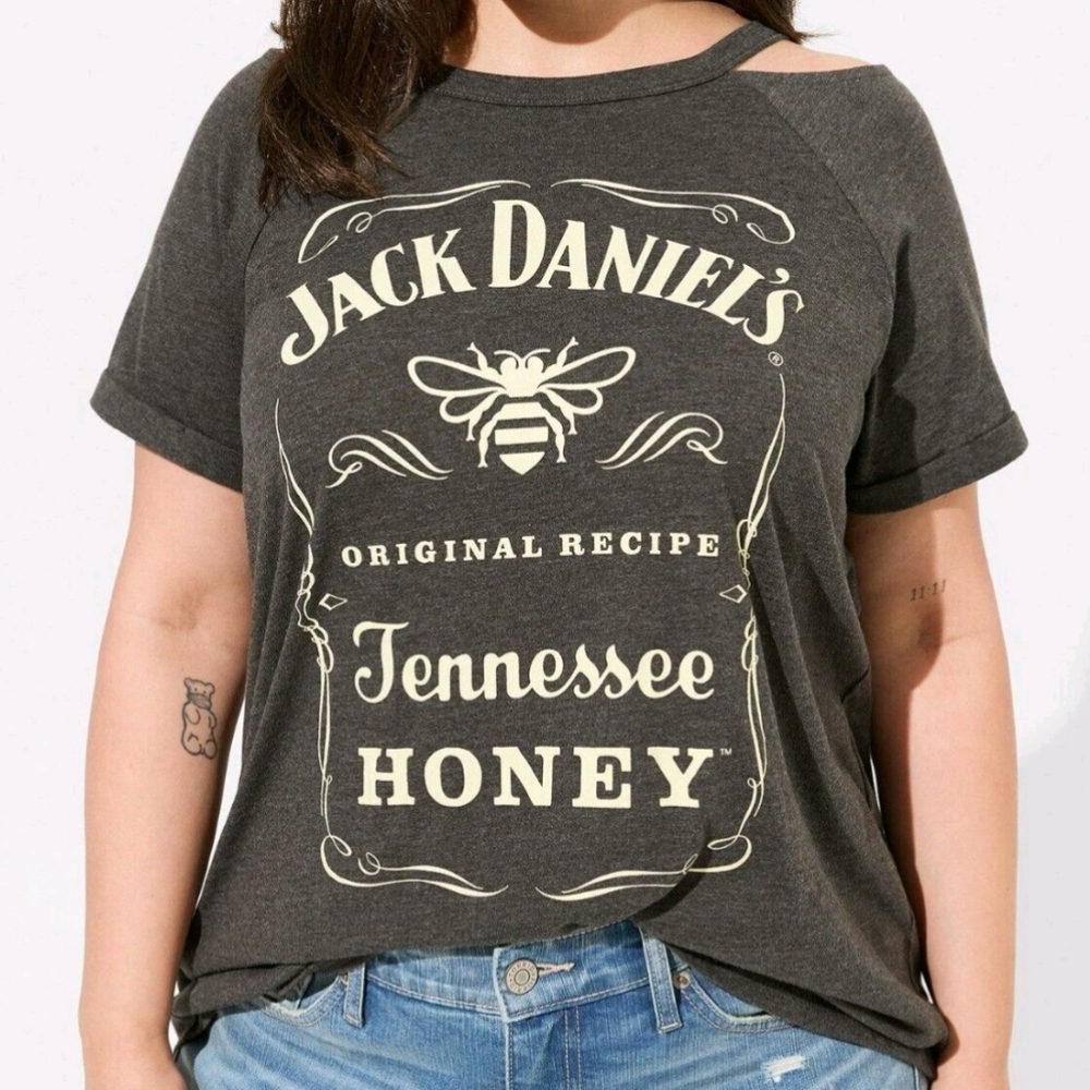 Torrid Jack Daniel's Charcoal Cold Shoulder T-Shirt
